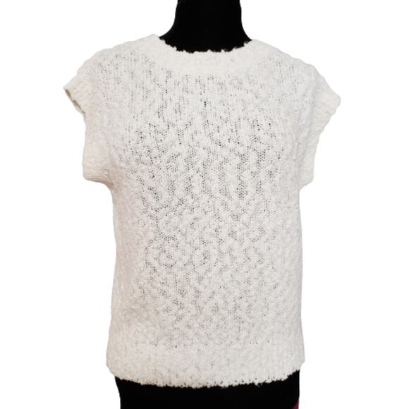 Chaus Tops - Chaus Sweater Womens White Ivory Short Sleeve Knit Textured Top Medium Minimal
